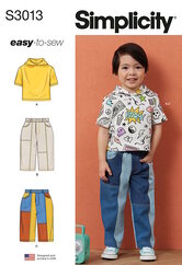 Toddlers hætte-T-shirts og -jeans. Simplicity 3013. 