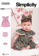 Babies kjole, panty og headband. Simplicity 9898. 