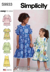 Børn og piger kjole med ærmevariationer. Simplicity 9933. 